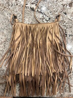 McFadin Fringed Leather Crossbody Bag in Tan